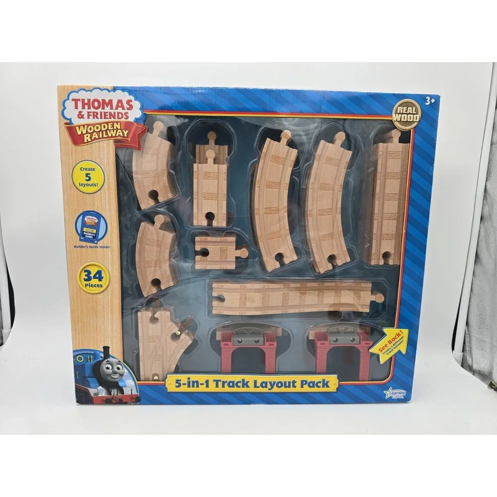 Thomas And friends Wooden railway 5 In 1 Track Layout Set 34 Pieces Open Box
